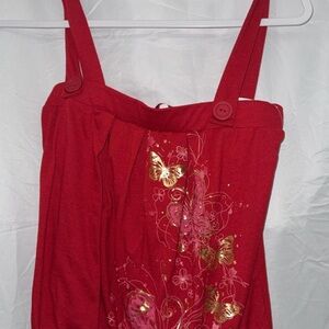Cesem Y2K Red Butterfly Embellished Women's Top large pre owned